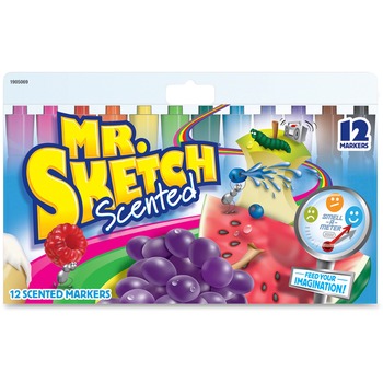 Mr. Sketch Scented Watercolor Marker, Chisel Tip, 12 Colors, 12/Set