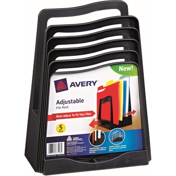 Avery Adjustable File Rack, Five Slots, Black