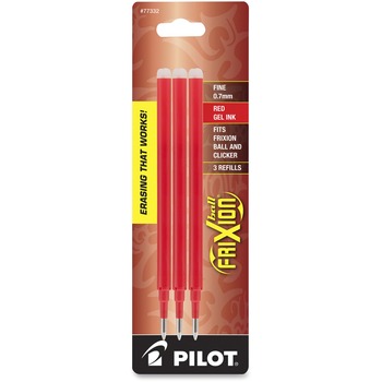 Pilot Refill for FriXion Erasable Gel Ink Pen, Red, 3/Pk