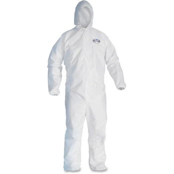 KleenGuard A20 Breathable Particle Protection Hooded Coveralls, Zip Front, Elastic Wrists and Ankles, White, 3XL, 20/Carton