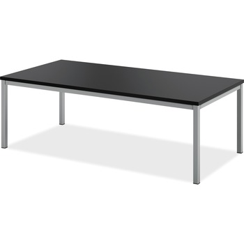 HON Basyx Metal Leg Coffee Table, 48&quot;W x 24&quot;D, Black Laminate, Silver Frame