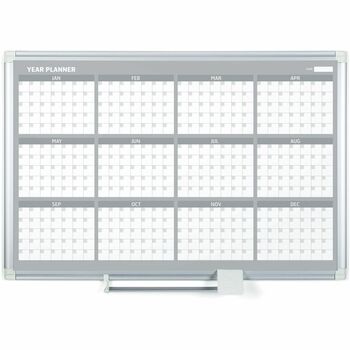 MasterVision 12 Month Planner, 48x36, Aluminum Frame