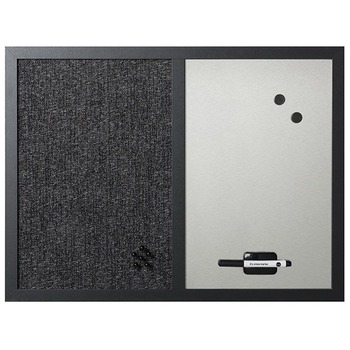 MasterVision Combo Bulletin Board, Bulletin/Dry Erase, 24X18, Black Frame