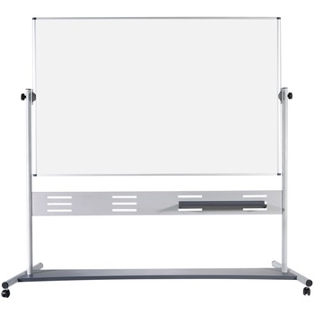 MasterVision Magnetic Reversible Mobile Easel, 70 4/5w x 47 1/5h, 80&quot;h, White/Silver