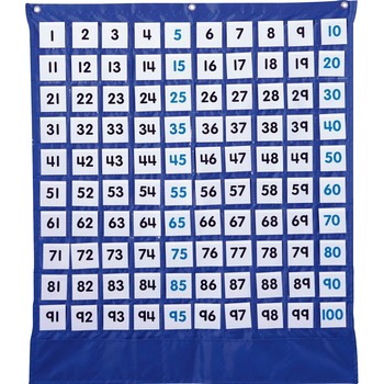 Carson-Dellosa Publishing Hundreds Pocket Chart with 100 Clear Pockets, Colored Number Cards, 26 x 26