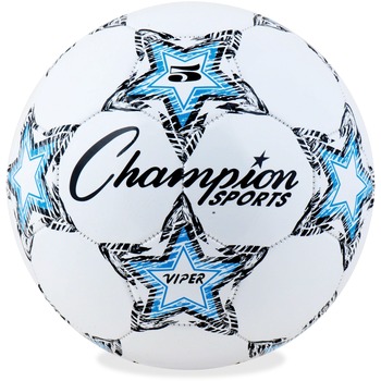 Champion Sports VIPER Soccer Ball, Size 5, 8 1/2&quot;- 9&quot; dia., White