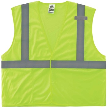 ergodyne GloWear 8210HL Class 2 Economy Vest, Polyester Mesh, Hook Closure, Lime, L/XL