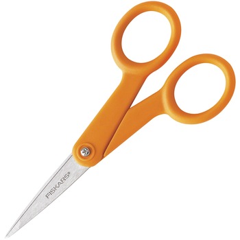 Fiskars Home And Office Scissors , 5&quot; Length, Orange Handle, Stainless Steel