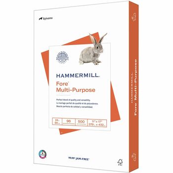 Hammermill Fore Multi-Purpose Copy Paper, 96 Bright, 24 lb, 11&quot; x 17&quot;, White, 500 Sheets/Ream