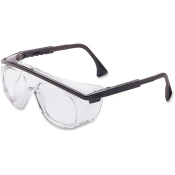 Honeywell Uvex Astro OTG 3001 Wraparound Safety Glasses, Black Plastic Frame, Clear Lens