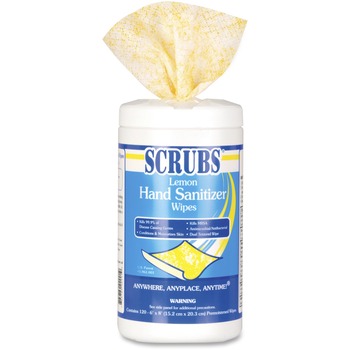 SCRUBS Antimicrobial Hand Sanitizer Wipes, 6 x 8, 120 Wipes/Canister
