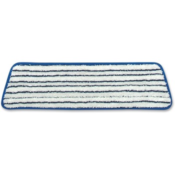 Rubbermaid Commercial Microfiber Finish Pad, 18 x 5 1/2, Blue/White, 6/Carton