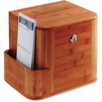 Safco Bamboo Suggestion Box, 10 x 8 x 14, Cherry