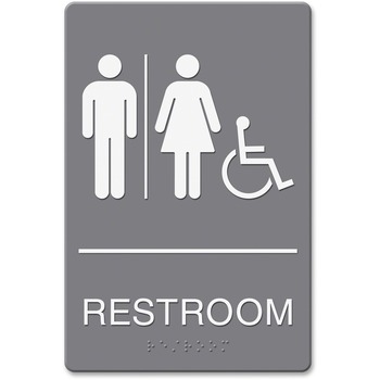 Headline Sign ADA Sign, Restroom/Wheelchair Accessible Tactile Symbol, Molded Plastic, 6 x 9
