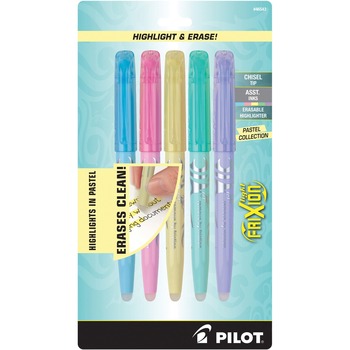 Pilot FriXion Light Pastel Collection Erasable Highlighters, Assorted, 5/Pack