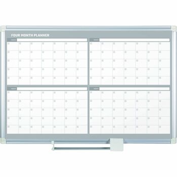 MasterVision 4 Month Planner, 48x36, White/Silver
