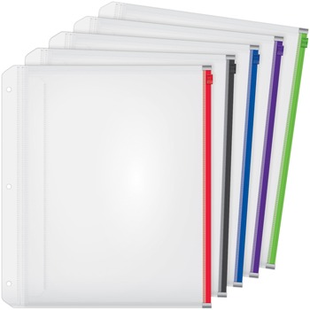 Cardinal Expanding Zipper Binder Pocket, 11 x 8 1/2, Assorted, 5/Pack