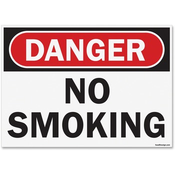 Headline Sign OSHA Safety Signs, DANGER NO SMOKING, White/Red/Black, 10 x 14