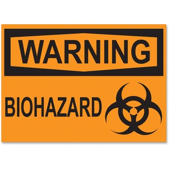 Headline Sign OSHA Safety Signs, WARNING BIOHAZARD, Orange/Black, 10 x 14