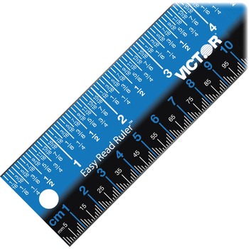 Victor Easy Read Stainless Steel Ruler, Standard/Metric, 12&quot;, Blue