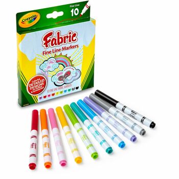 Crayola Fine Line Fabric Markers, 10/ST