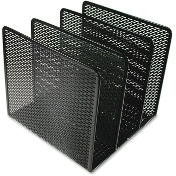 Artistic Urban Collection Punched Metal File Sorter, Three Sections, 8 x 8 x 7 1/4, Black