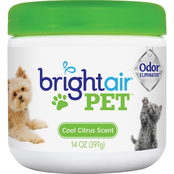 BRIGHT Air Pet Odor Eliminator, Cool Citrus, 14 oz Jar, 6/Carton