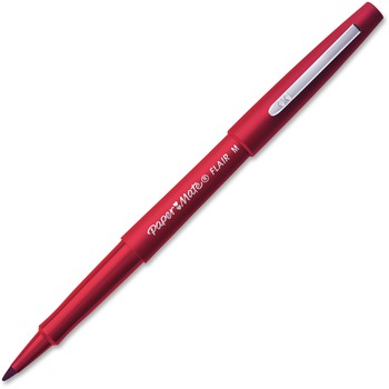 Paper Mate Flair Felt Tip Marker Pen, Red Ink, Medium, 36/Box
