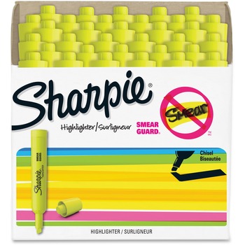 Sharpie Accent Tank Style Highlighter, Chisel Tip, Fluorescent Yellow, 36/BX