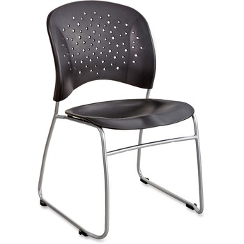 Safco R&#234;ve Series Guest Chair With Sled Base, Black Plastic, Silver Steel, 2/Carton
