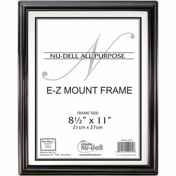 NuDell EZ Mount Document Frame, Plastic, 8 1/2 x 11, Black