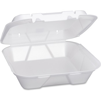 Genpak&#174; Snap It Foam Container, 1-Comp, 9 1/4 x 9 1/4 x 3, White, 100/Bag, 2 Bags/Carton