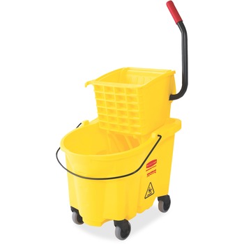 Rubbermaid Commercial Wavebrake 2.0 26 Quart Bucket/Wringer Combinations, Side-Press, Yellow