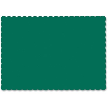 Hoffmaster Solid Color Scalloped Edge Placemats, 9 1/2 x 13 1/2, Hunter Green, 1000/Carton