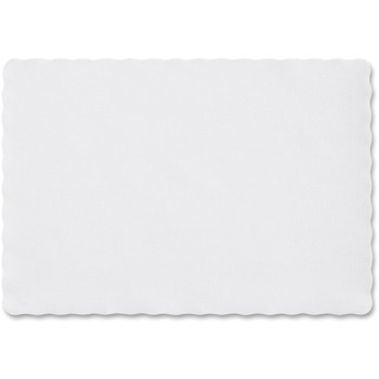 Hoffmaster Knurl Embossed Scalloped Edge Placemats, 9 1/2 x 13 1/2, White, 1000/Carton