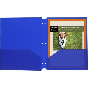 C-Line Two-Pocket Heavyweight Poly Portfolio Folder w/3-Hole Punch, Letter, Blue, 25/BX