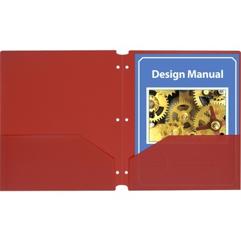 C-Line Two-Pocket Heavyweight Poly Portfolio Folder w/3-Hole Punch, Letter, Red, 25/Box