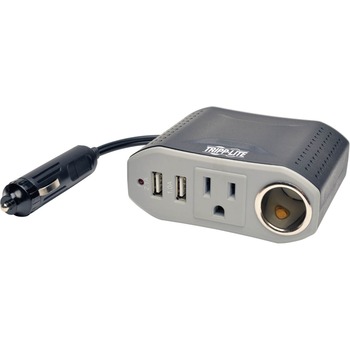 Tripp Lite by Eaton 100W AC Inverter with USB Charging; 1 Outlet, 2 USB Ports, Silver