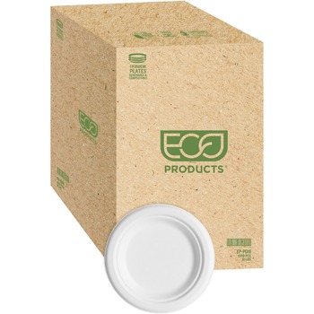 Eco-Products Renewable &amp; Compostable Sugarcane Plates, 6&quot;, 50/PK, 20 PK/CT