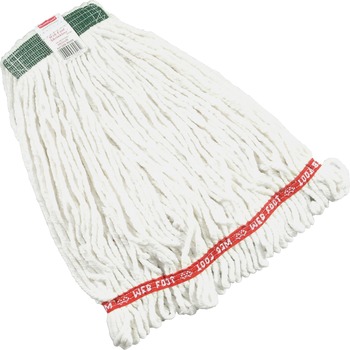 Rubbermaid Commercial Web Foot Shrinkless Looped-End Wet Mop Head, Cotton/Synthetic, Medium, White