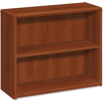 HON 10700 Series Wood Bookcase, Two Shelf, 36w x 13 1/8d x 29 5/8h, Cognac