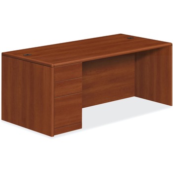 HON 10700 Series Single Pedestal Desk, Full Left Pedestal, 72 x 36 x 29 1/2, Cognac