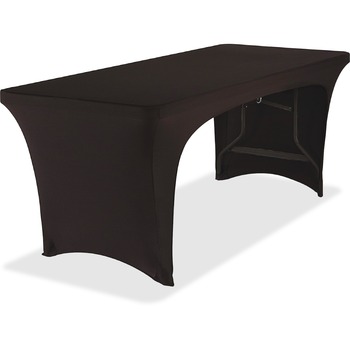 Iceberg Stretch-Fabric Table Cover, Polyester and Spandex, Rectangular, 72&quot; L x 30&quot; W, Black