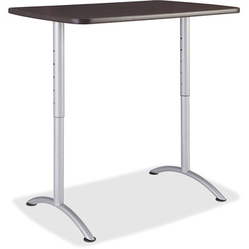 Iceberg ARC Sit-to-Stand Tables, Rectangular Top, 30w x 48d x 42h, Gray Walnut/Silver