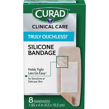 Curad Ouchless Flexible Fabric Bandage, 1 3/5&quot;&quot; x 4&quot; 8/Box
