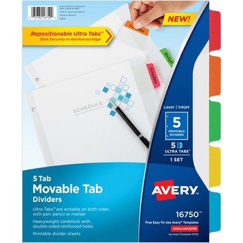 Avery Movable Tab Dividers, 5-Tab Set