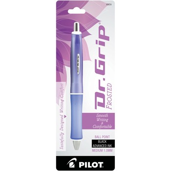 Pilot Dr. Grip Frosted Advanced Ink Pen, Purple Barrel, Black Ink, 1mm