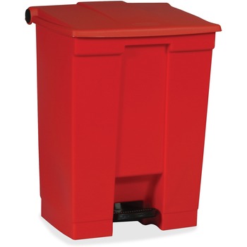 Rubbermaid Commercial Indoor Utility Step-On Waste Container, Rectangular, Plastic, 18gal, Red