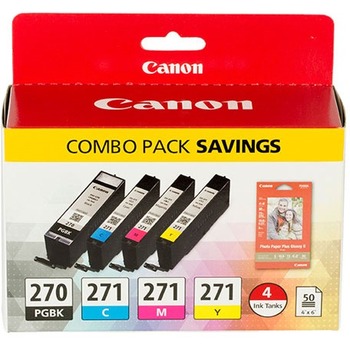 Canon 0373C005 (PGI-270; CLI-271) Inks &amp; Paper Pack, 50 Sheets, 4 x 6