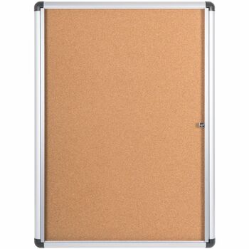 MasterVision Slim-Line Enclosed Cork Bulletin Board, 28 x 38, Aluminum Case